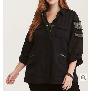 Torrid beaded twill shirt jacket